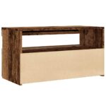 Meuble TV avec lumières LED vieux bois bois d'ingénierie – Image 7