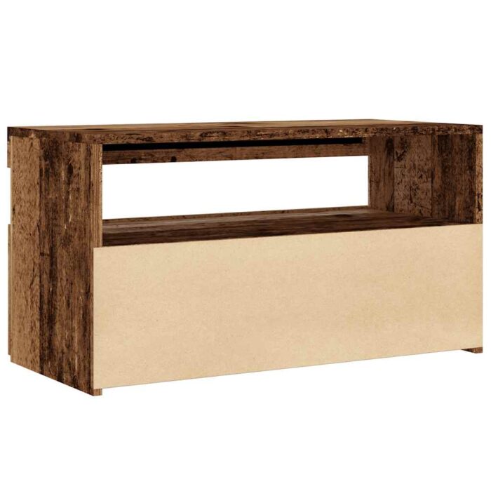 Meuble TV avec lumières LED vieux bois bois d'ingénierie – Image 7