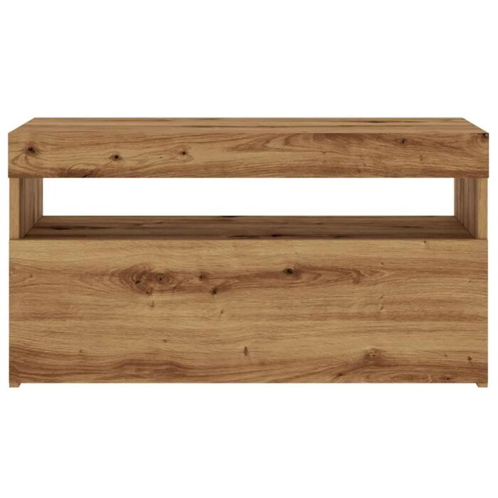 Meuble TV avec lumières LED chêne artisanal bois d'ingénierie – Image 5