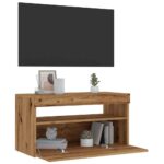 Meubles TV avec lumières LED 2 pcs chêne artisanal – Image 3
