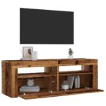 Meuble TV avec lumières LED vieux bois bois d'ingénierie – Image 3