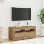 Meuble TV avec lumières LED chêne artisanal bois d'ingénierie – Image 2