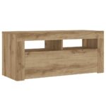Meuble TV avec lumières LED chêne artisanal bois d'ingénierie – Image 4