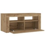 Meuble TV avec lumières LED chêne artisanal bois d'ingénierie – Image 8