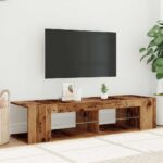 Meuble TV avec lumières LED vieux bois bois d'ingénierie – Image 2