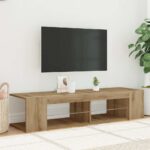 Meuble TV avec lumières LED chêne artisanal bois d'ingénierie – Image 2