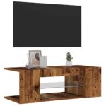 Meuble TV avec lumières LED vieux bois bois d'ingénierie – Image 2