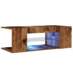 Meuble TV avec lumières LED vieux bois bois d'ingénierie – Image 3