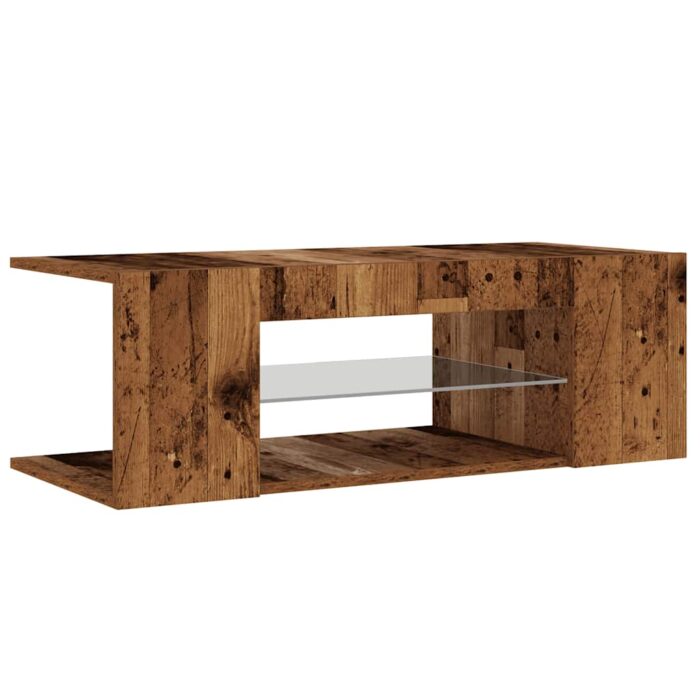 Meuble TV avec lumières LED vieux bois bois d'ingénierie – Image 4