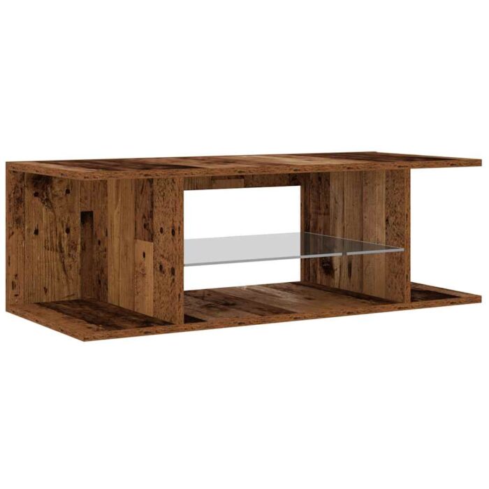 Meuble TV avec lumières LED vieux bois bois d'ingénierie – Image 7