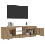 Meuble TV avec lumières LED chêne artisanal bois d'ingénierie – Image 2