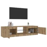 Meuble TV avec lumières LED chêne artisanal bois d'ingénierie – Image 2