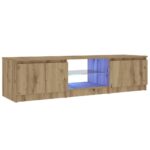 Meuble TV avec lumières LED chêne artisanal bois d'ingénierie – Image 3