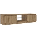 Meuble TV avec lumières LED chêne artisanal bois d'ingénierie – Image 4