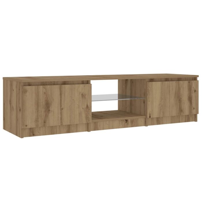 Meuble TV avec lumières LED chêne artisanal bois d'ingénierie – Image 4