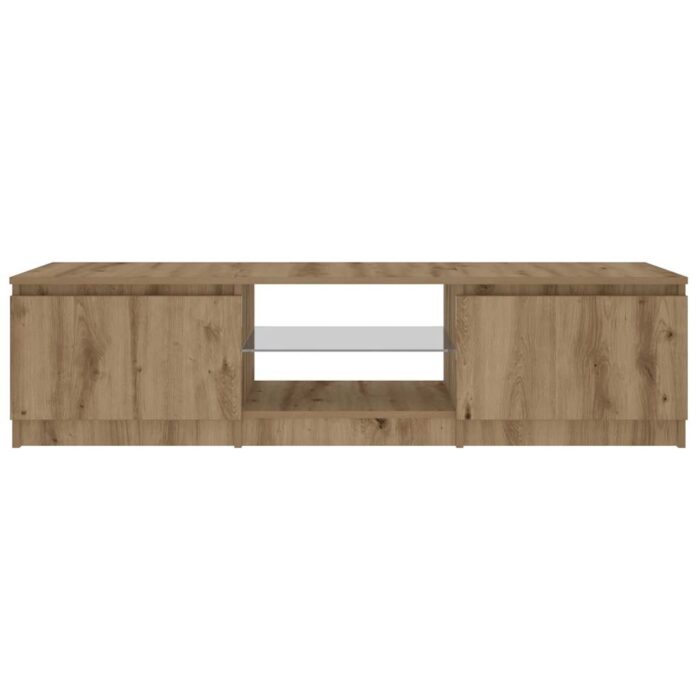 Meuble TV avec lumières LED chêne artisanal bois d'ingénierie – Image 5