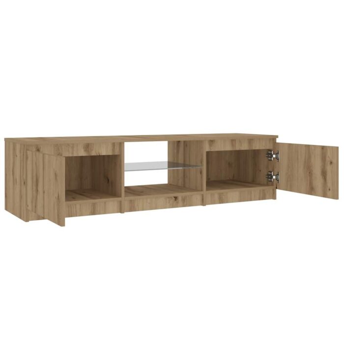Meuble TV avec lumières LED chêne artisanal bois d'ingénierie – Image 8