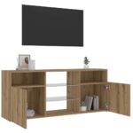 Meuble TV avec lumières LED chêne artisanal bois d'ingénierie – Image 2