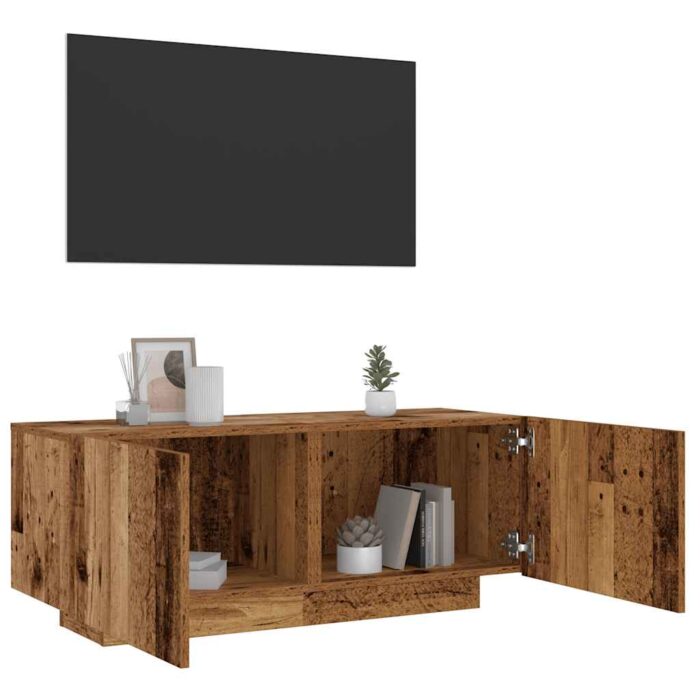 Meuble TV vieux bois 100x35x40 cm bois d'ingénierie – Image 1