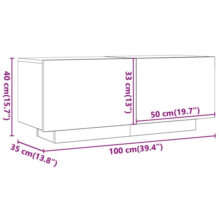 Meuble TV chêne artisanal 100x35x40 cm bois d'ingénierie – Image 8
