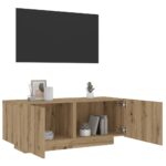Meuble TV chêne artisanal 100x35x40 cm bois d'ingénierie