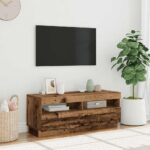 Meuble TV avec lumières LED vieux bois bois d'ingénierie – Image 2