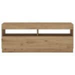 Meuble TV avec lumières LED chêne artisanal bois d'ingénierie – Image 5