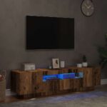 Meuble TV avec lumières LED vieux bois bois d'ingénierie – Image 3