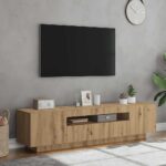 Meuble TV avec lumières LED chêne artisanal bois d'ingénierie – Image 2