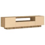 Meuble TV avec lumières LED chêne artisanal bois d'ingénierie – Image 7