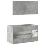 Armoire de bain avec miroir gris béton bois d'ingénierie – Image 4