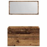 Armoire de salle de bain et miroir vieux bois bois d'ingénierie – Image 2