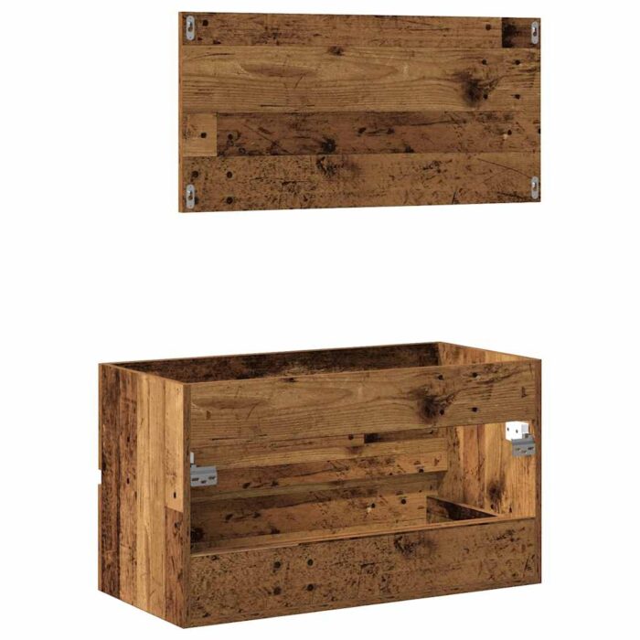 Armoire de salle de bain et miroir vieux bois bois d'ingénierie – Image 4