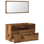 Armoire de salle de bain et miroir vieux bois bois d'ingénierie – Image 5