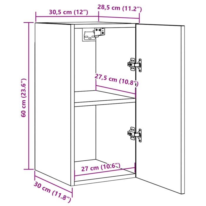 Meuble TV vieux bois 30,5x30x60 cm bois d'ingénierie – Image 9