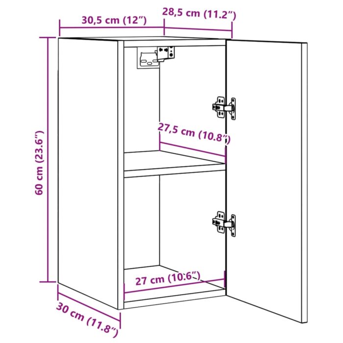 Meubles TV 2 pcs vieux bois 30,5x30x60 cm bois d'ingénierie – Image 9