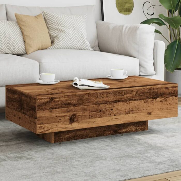 Table basse vieux bois 100x49,5x31 cm bois d'ingénierie – Image 2