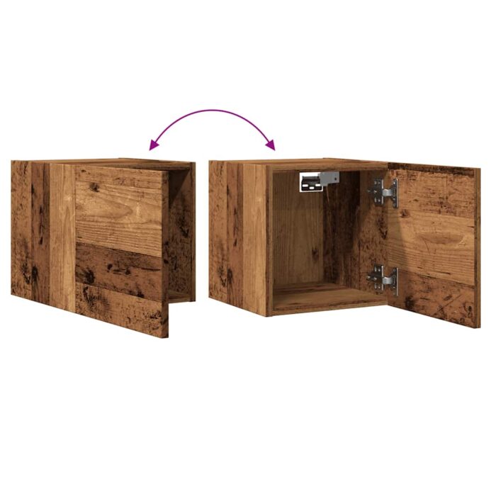 Meuble TV mural 2 pcs vieux bois 30,5x30x30 cm – Image 6