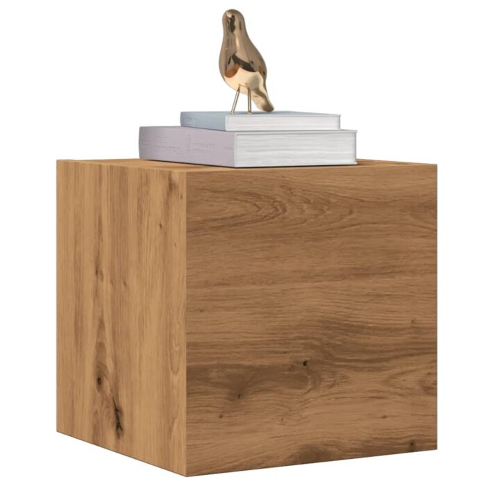 Meuble TV mural chêne artisanal 30,5x30x30 cm – Image 1
