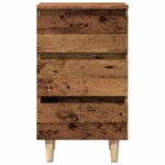 Table de chevet vieux bois 40x35x69 cm bois d’ingénierie – Image 2
