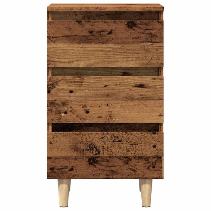 Table de chevet vieux bois 40x35x69 cm bois d’ingénierie – Image 2