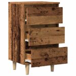 Table de chevet vieux bois 40x35x69 cm bois d’ingénierie – Image 7