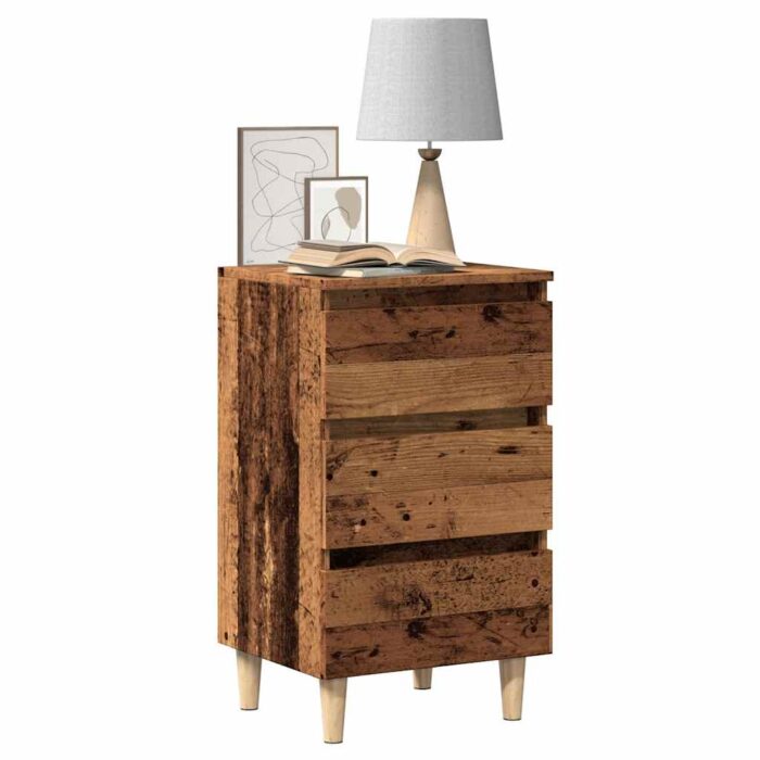 Table de chevet vieux bois 40x35x69 cm bois d’ingénierie – Image 1