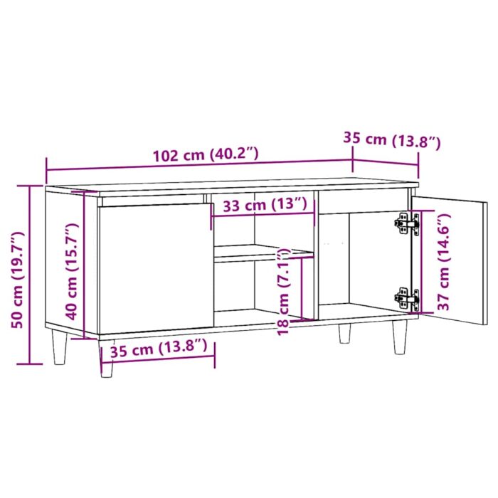 Meuble TV vieux bois 102x35x50 cm bois d'ingénierie – Image 8