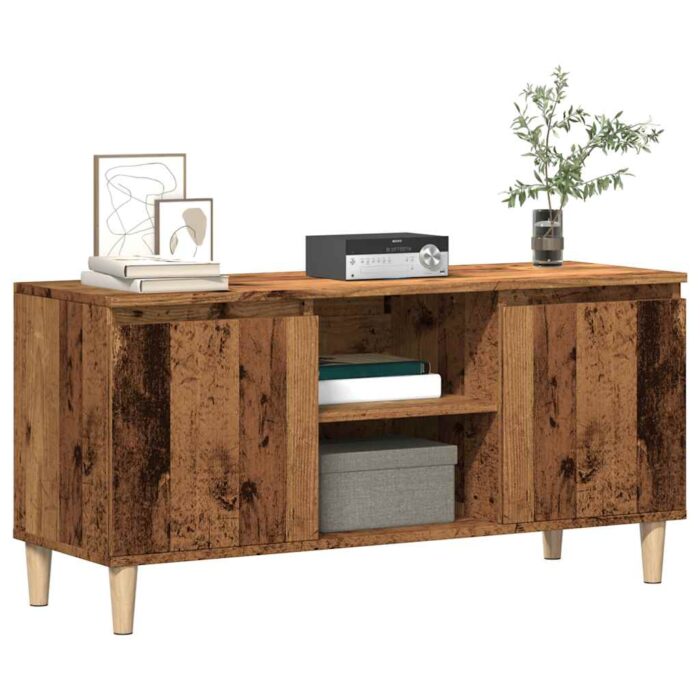 Meuble TV vieux bois 102x35x50 cm bois d'ingénierie – Image 1