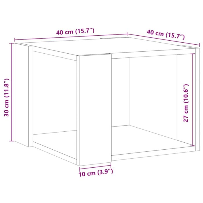 Table basse vieux bois 40x40x30 cm bois d'ingénierie – Image 7