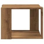 Table basse chêne artisanal 40x40x30 cm bois d'ingénierie – Image 2