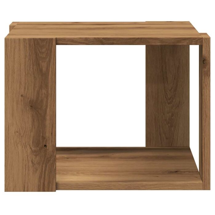 Table basse chêne artisanal 40x40x30 cm bois d'ingénierie – Image 2