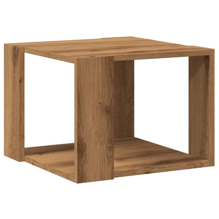 Table basse chêne artisanal 40x40x30 cm bois d'ingénierie – Image 4