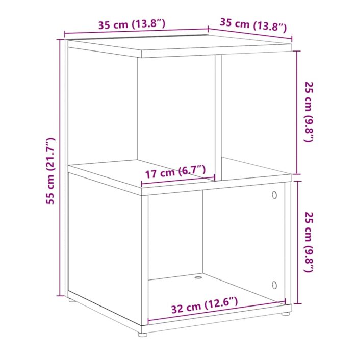 Table de chevet chêne artisanal 35x35x55 cm bois d'ingénierie – Image 8